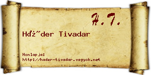Háder Tivadar névjegykártya